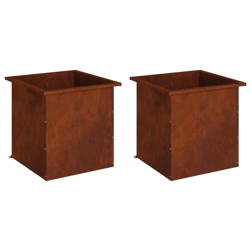 Garden Planter with LED 2 pcs Rusty 50 x 50 x 48 cm