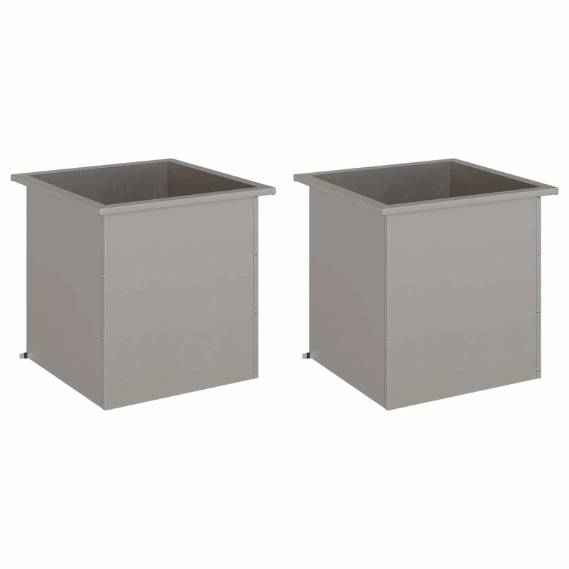 Garden Planter with LED 2 pcs Rusty 50 x 50 x 48 cm