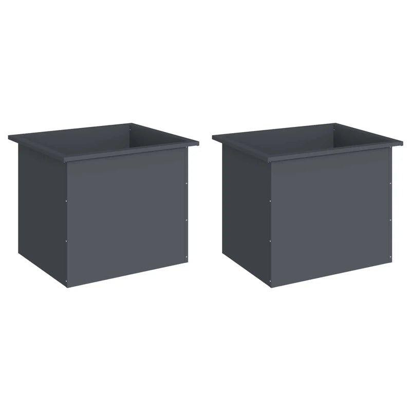 Garden Planter with LED 2 pcs Antracite 50 x 60 x 48 cm Steel