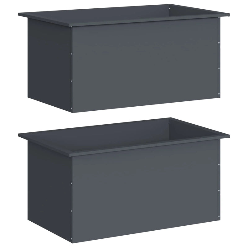 Garden Planter with LED 2 pcs Antracite 50 x 80 x 48 cm Steel