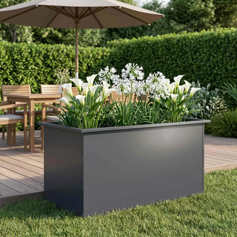 Garden Planter with LED Antracite 50 x 100 x 48 cm Steel