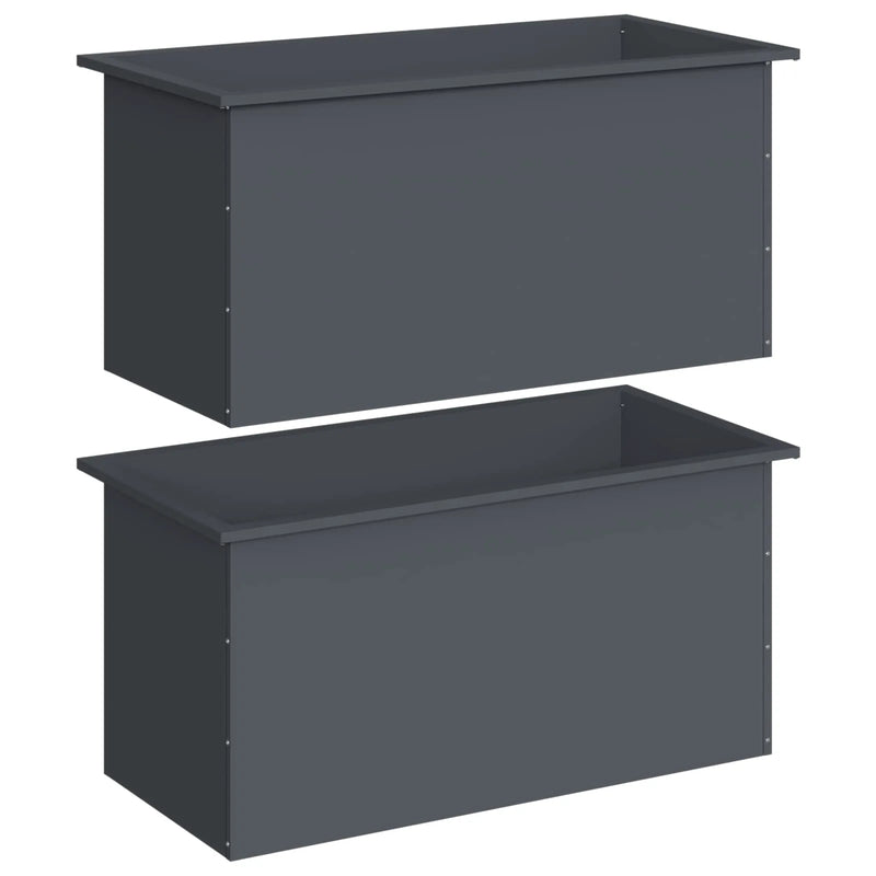 Garden Planter with LED 2 pcs Antracite 50 x 100 x 48 cm Steel