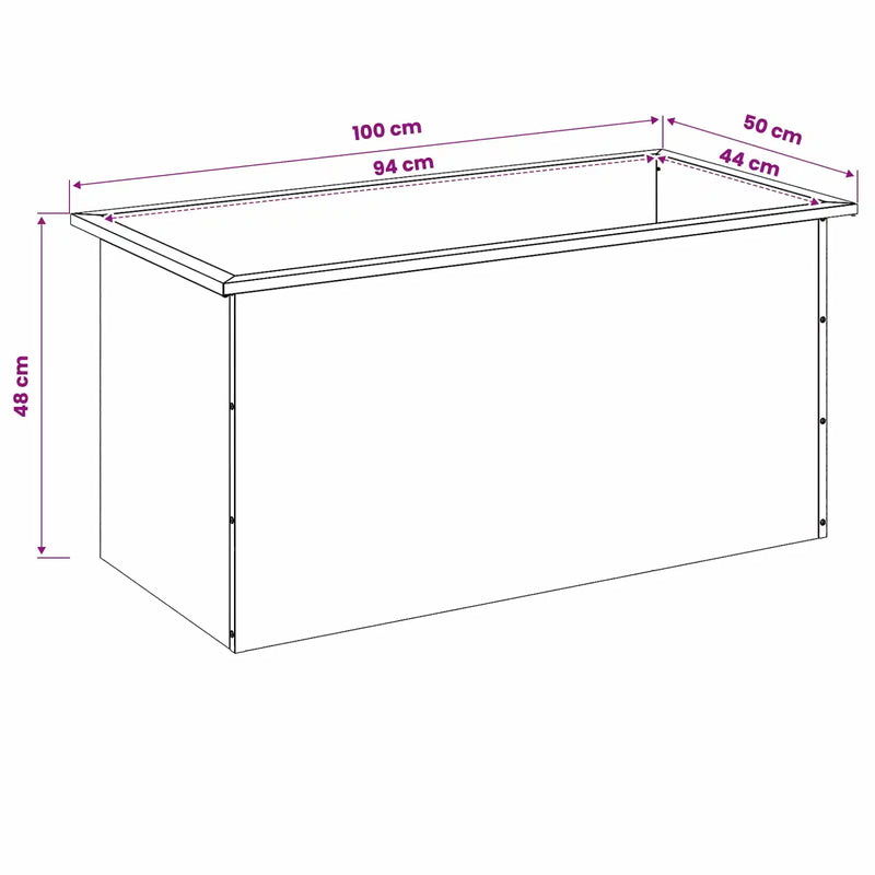 Garden Planter with LED Rusty 50 x 100 x 48 cm Weathering Steel