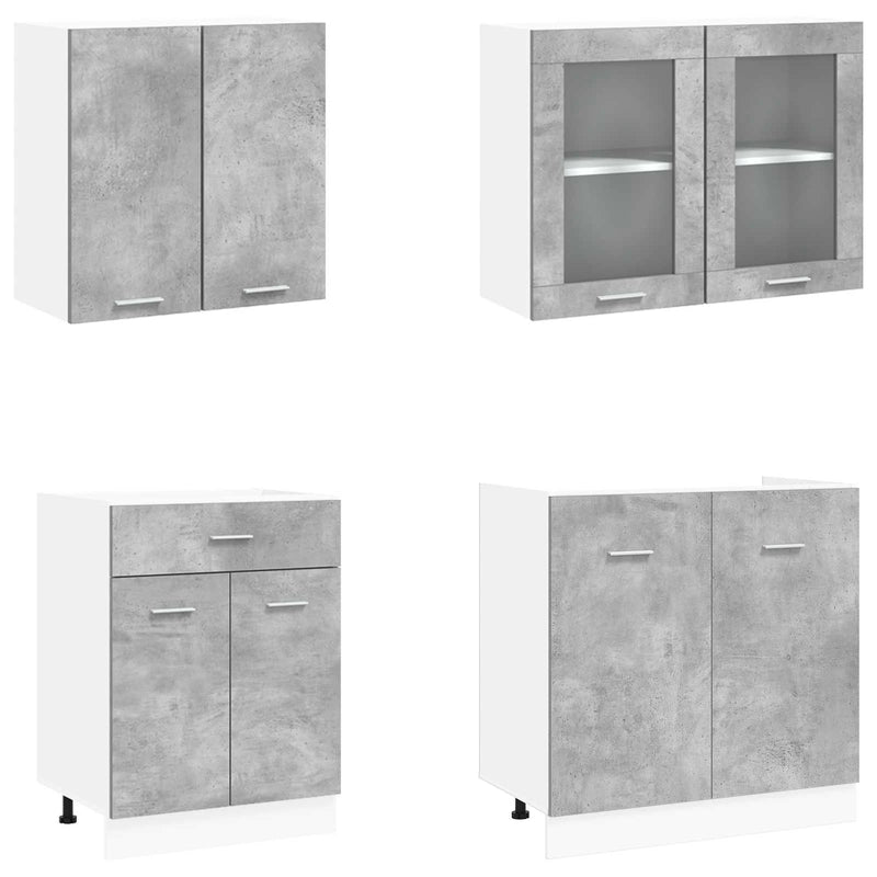 Kitchen Unit Lyon 4 pcs Concrete Grey Engineered Wood