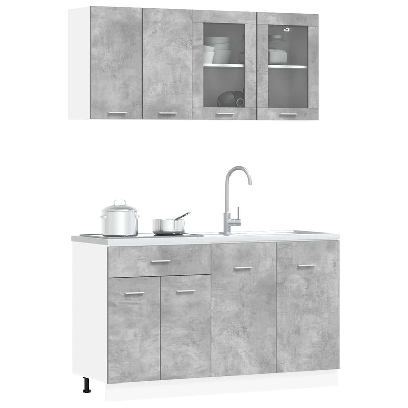 Kitchen Unit Lyon 4 pcs Concrete Grey Engineered Wood