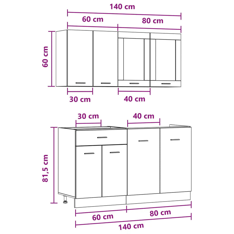 Kitchen Unit Lyon 4 pcs Concrete Grey Engineered Wood