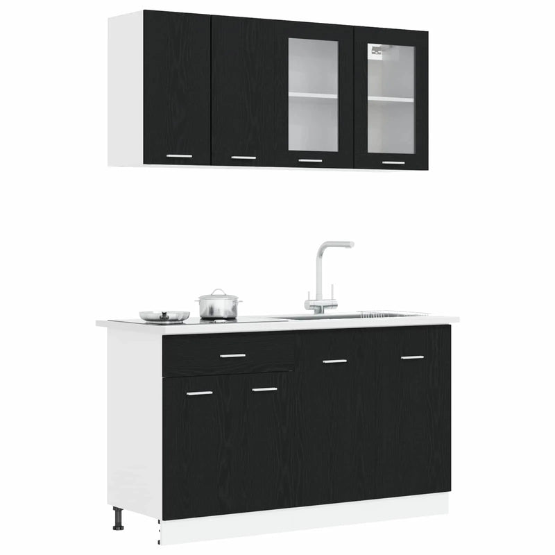 Kitchen Unit Lyon 4 pcs Black Oak Engineered Wood