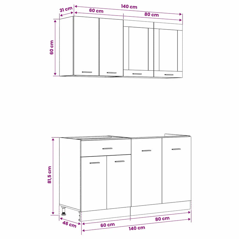 Kitchen Unit Lyon 4 pcs Black Oak Engineered Wood