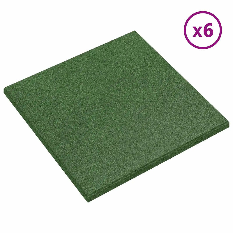 Fall Protection Tiles 6 pcs Green 50 x 50 cm Rubber