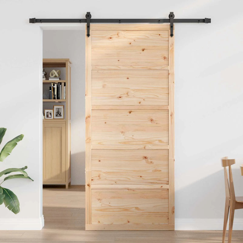 Barn Door Natural 100 x 2,5 x 208 cm Solid Pine Wood