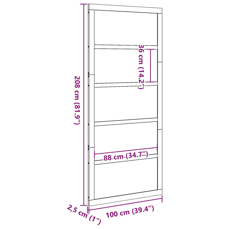Barn Door Natural 100 x 2,5 x 208 cm Solid Pine Wood