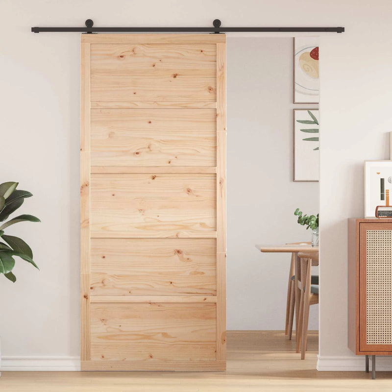 Barn Door Natural 90 x 2,5 x 208 cm Solid Pine Wood