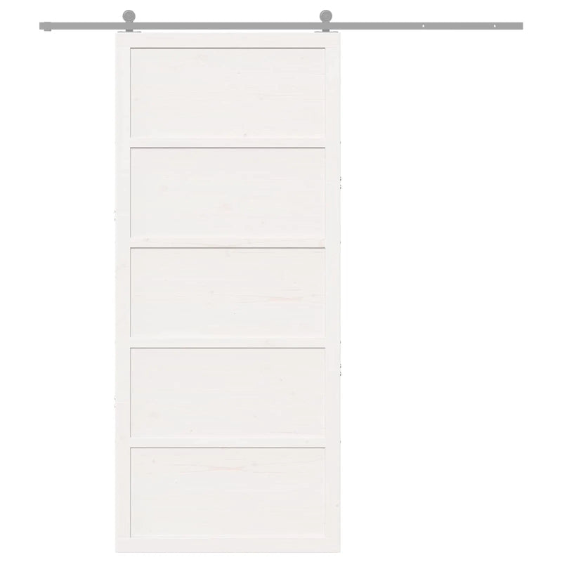 Barn Door White 90 x 2,5 x 208 cm Solid Pine Wood