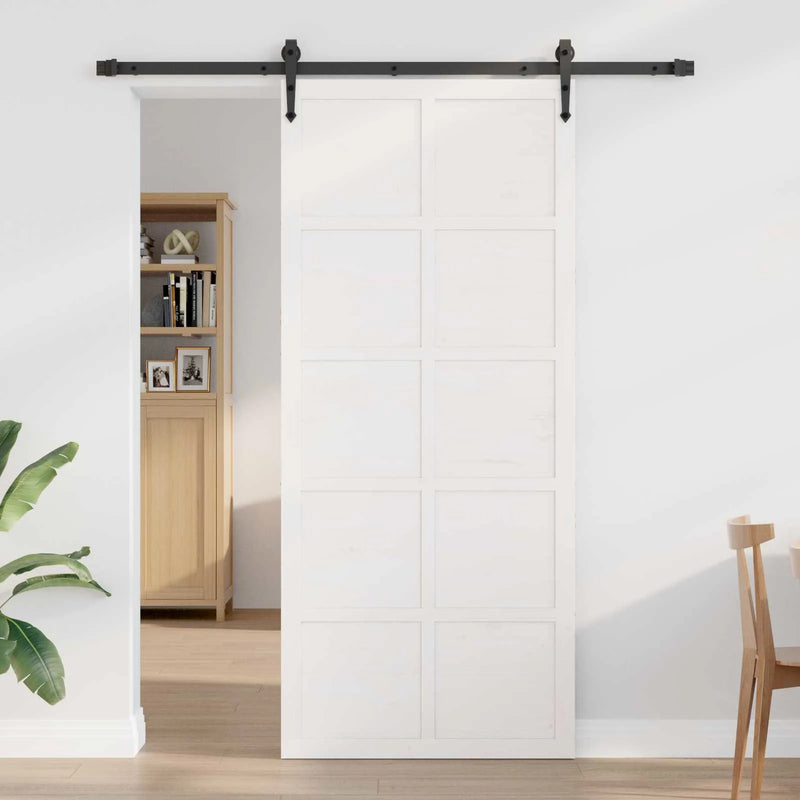 Barn Door White 100 x 2,5 x 208 cm Solid Pine Wood