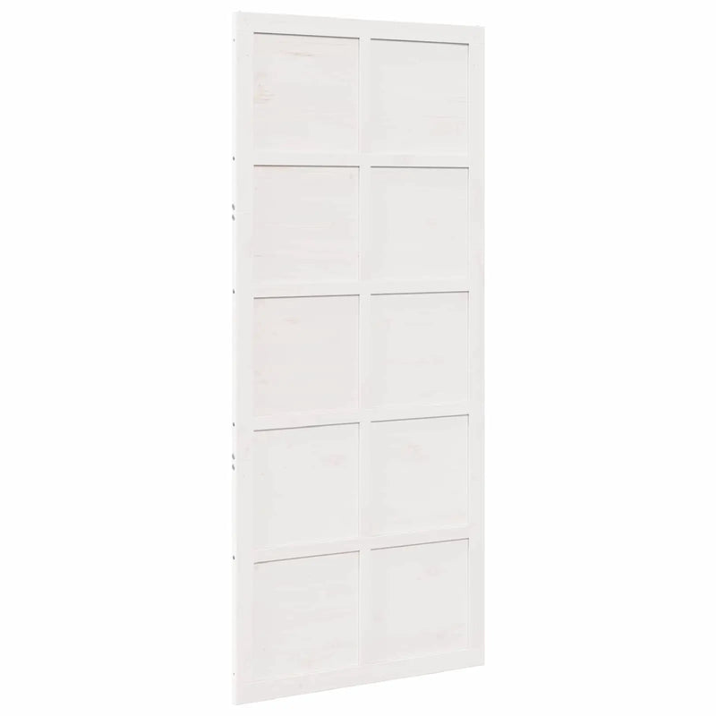 Barn Door White 100 x 2,5 x 208 cm Solid Pine Wood