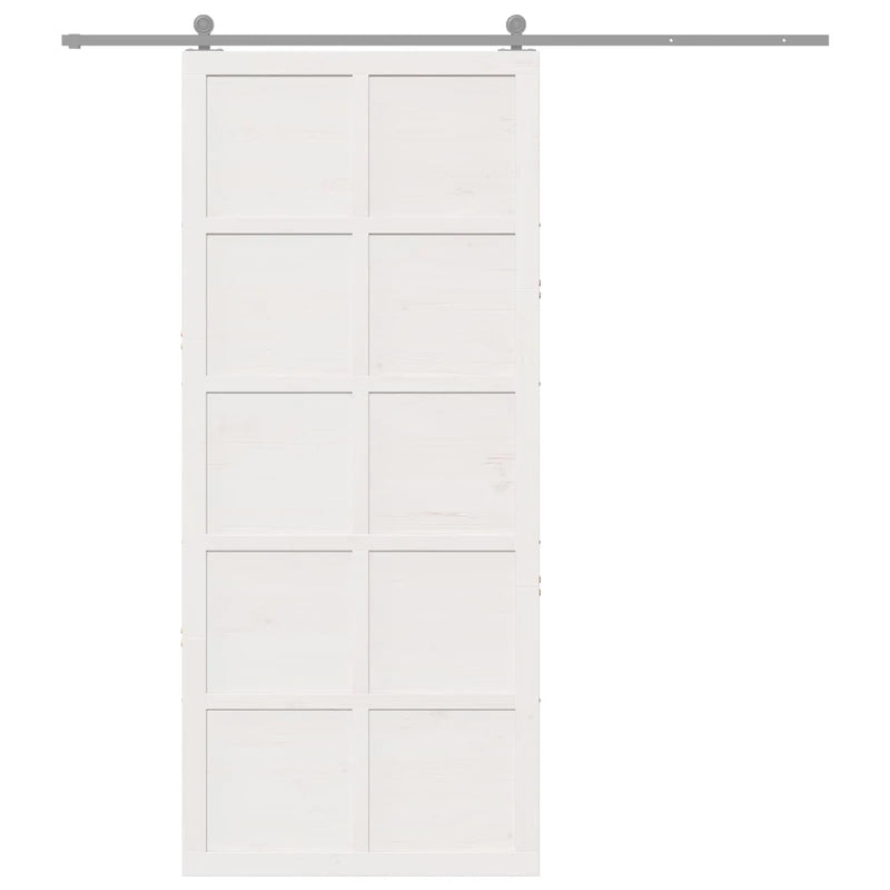 Barn Door White 100 x 2,5 x 208 cm Solid Pine Wood