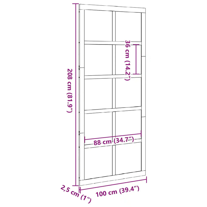 Barn Door White 100 x 2,5 x 208 cm Solid Pine Wood