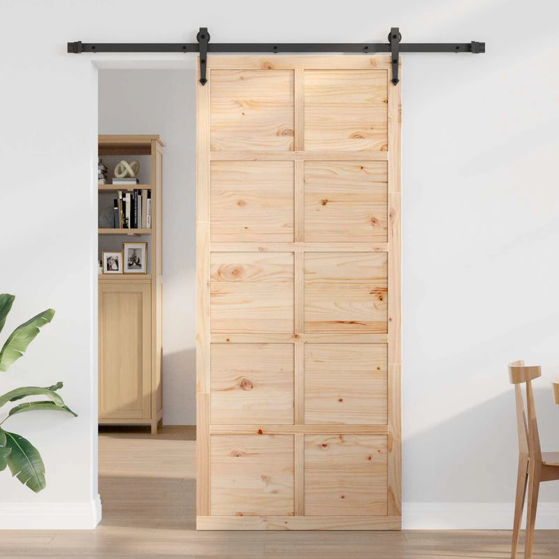 Barn Door Natural 90 x 2,5 x 208 cm Solid Pine Wood