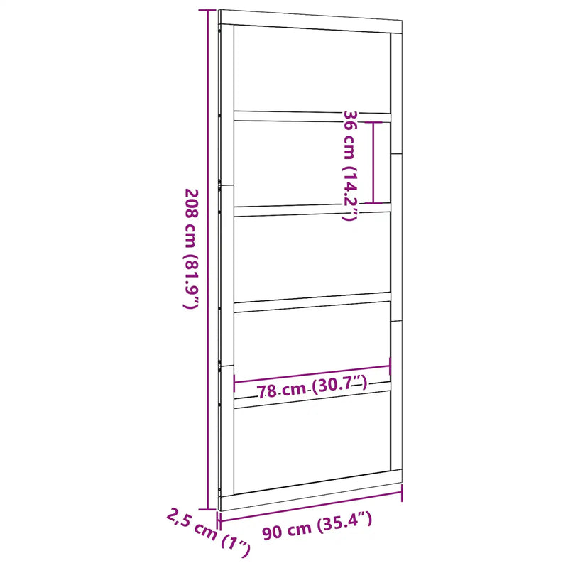 Barn Door Natural 90 x 2,5 x 208 cm Solid Pine Wood