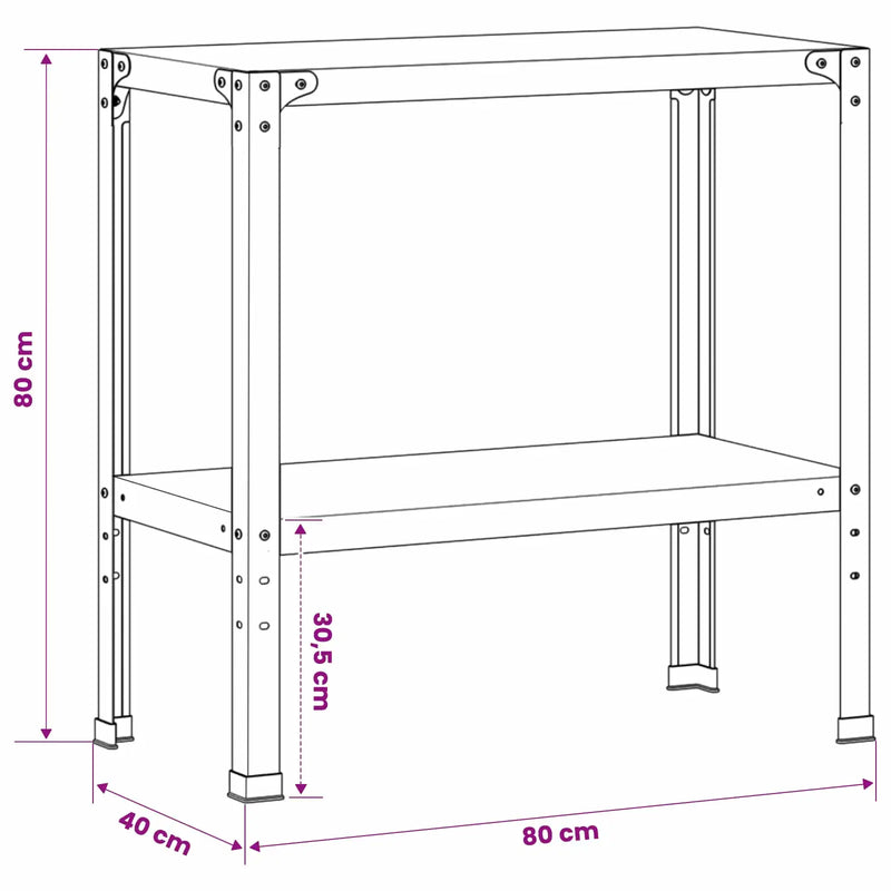 Potting Table 80 x 40 x 80 cm Powder-Coated Steel Black
