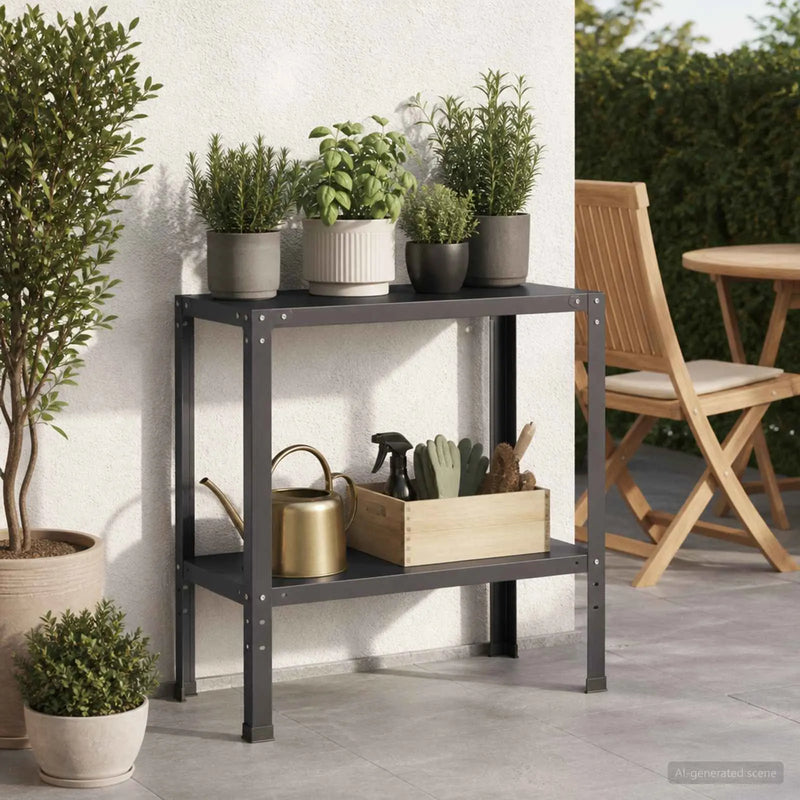 Potting Table 60 x 40 x 80 cm Powder-Coated Steel Black