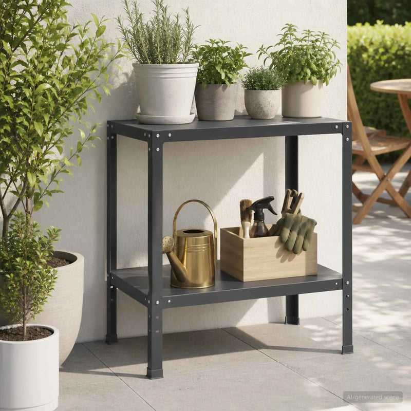Potting Table 80 x 50 x 80 cm Powder-Coated Steel Black
