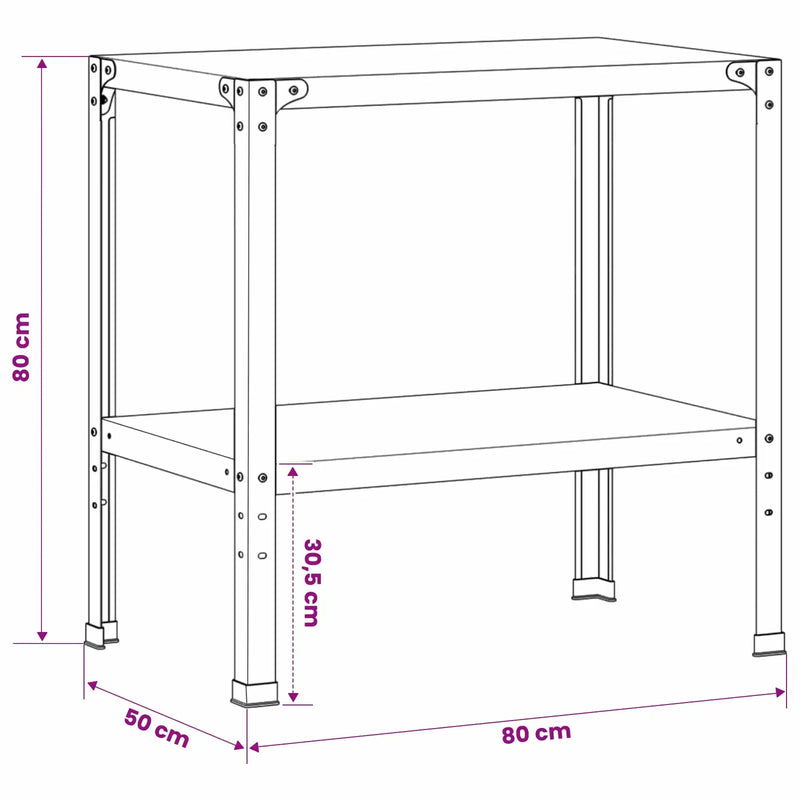 Potting Table 80 x 50 x 80 cm Powder-Coated Steel Black