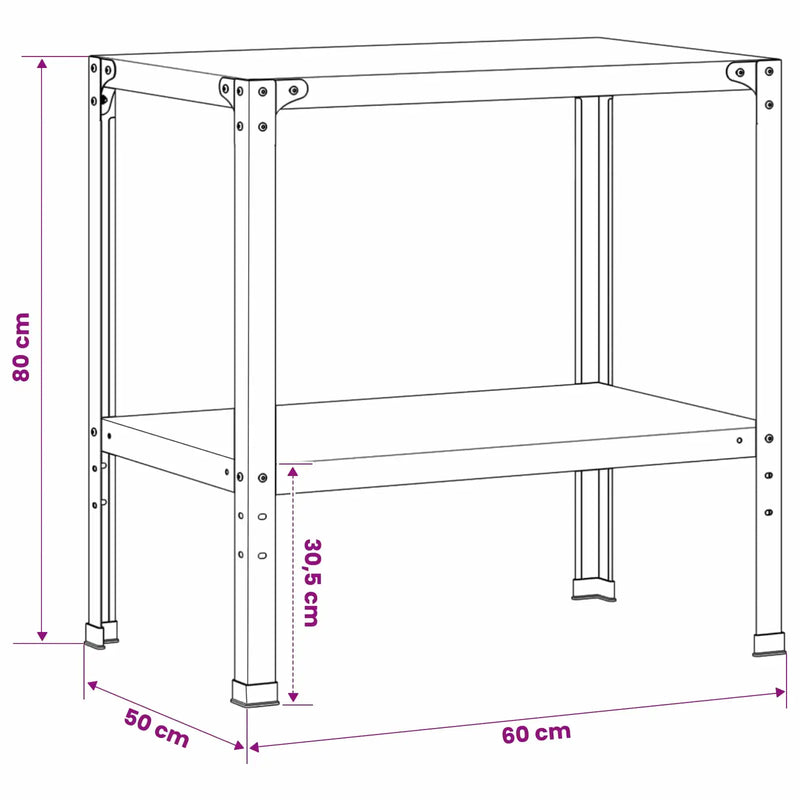 Potting Table 60 x 50 x 80 cm Powder-Coated Steel Black