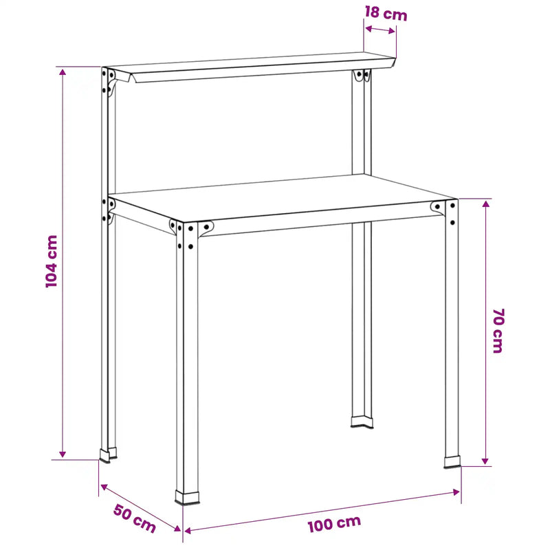 Potting Table 100 x 50 x 104 cm Powder-Coated Steel Black