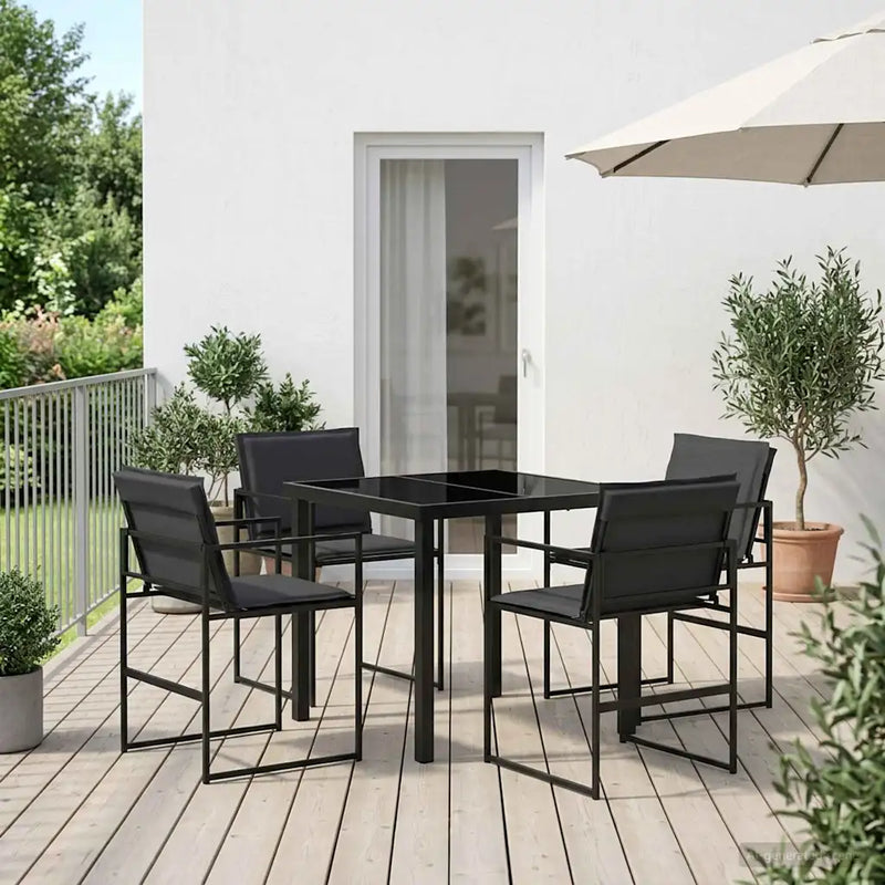 Garden Dining Set 5 pcs Black and Dark grey 80 x 80 x 73 cm