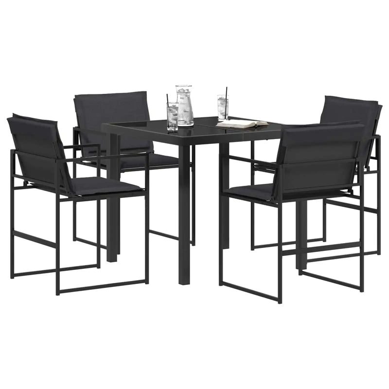 Garden Dining Set 5 pcs Black and Dark grey 80 x 80 x 73 cm