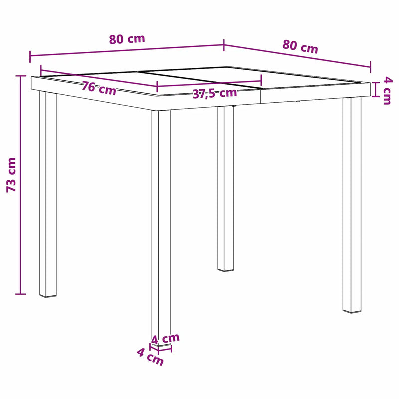 Garden Dining Set 5 pcs Black and Dark grey 80 x 80 x 73 cm
