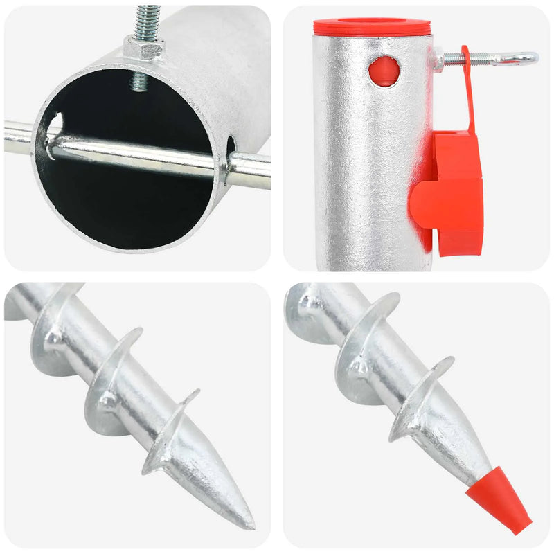 Umbrella Ground Anchor Silver and Red Steel 2.5 - 6.8 cm