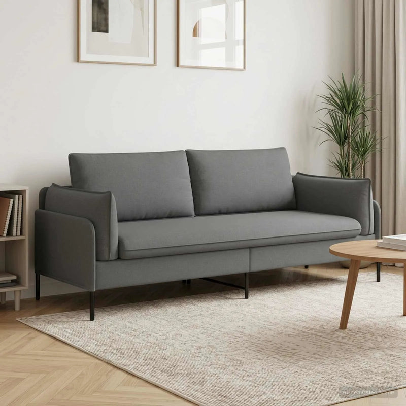 3-Seater Sofa Dark Grey 222 x 81 x 89 cm Fabric