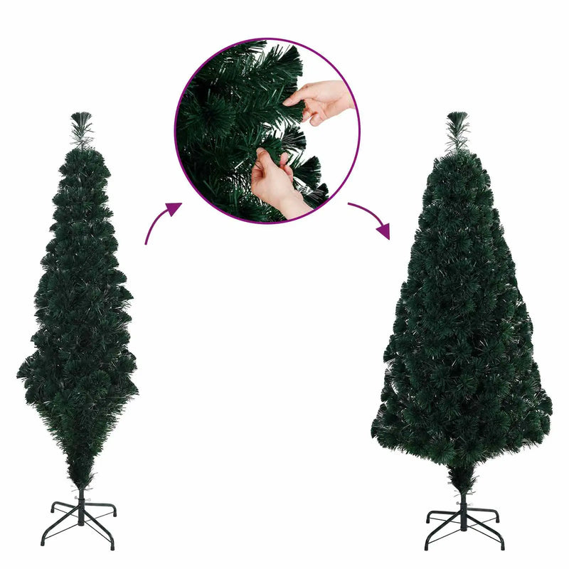 Fiber Optic Christmas Tree 120 cm 12 LEDs Warm White PVC Green