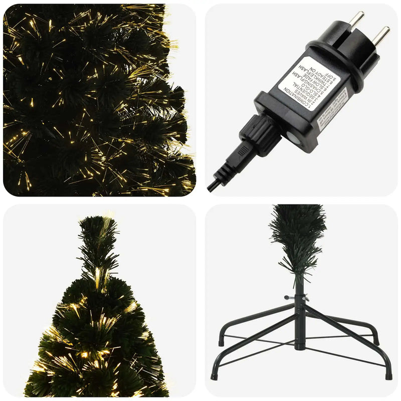 Fiber Optic Christmas Tree 180 cm 24 LEDs Warm White PVC Green