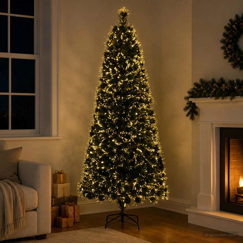 Fiber Optic Christmas Tree 180 cm 24 LEDs Warm White PVC Green