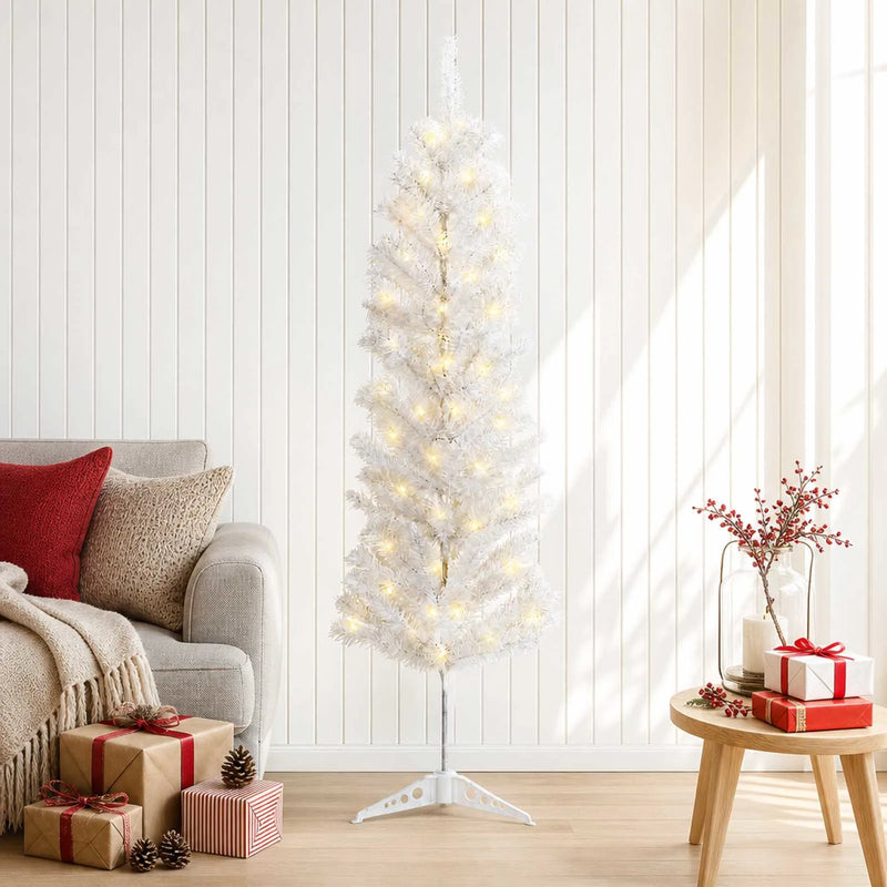 Artificial Slim Christmas Tree 120 cm 150 LEDs Warm White
