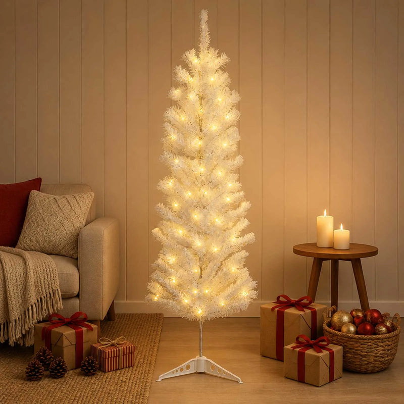 Artificial Slim Christmas Tree 120 cm 150 LEDs Warm White