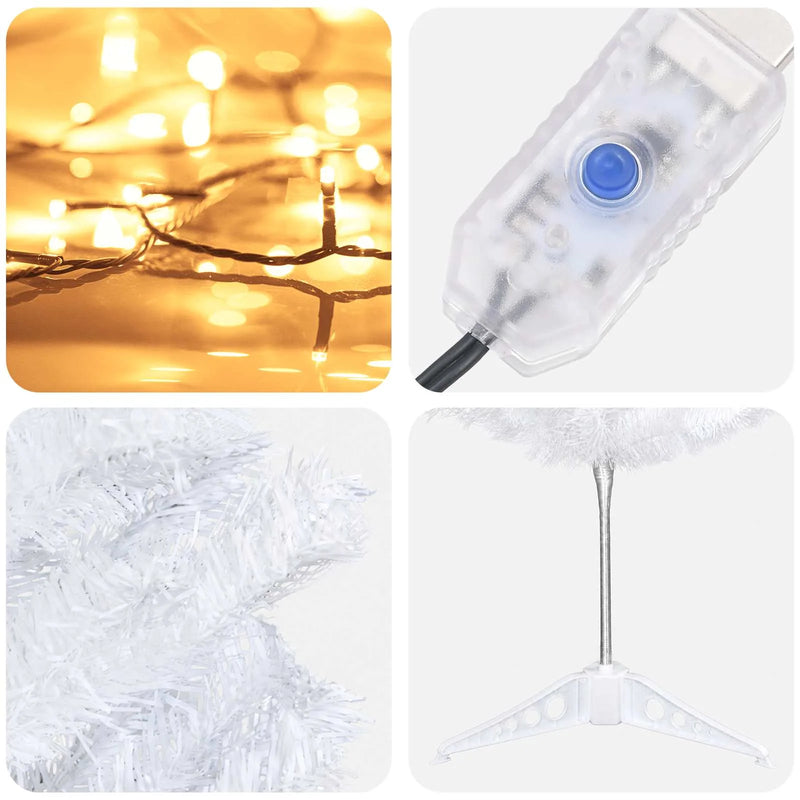 Artificial Slim Christmas Tree 150 cm 150 LEDs Warm White