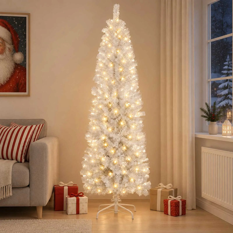 Artificial Slim Christmas Tree 180 cm 300 LEDs Warm White