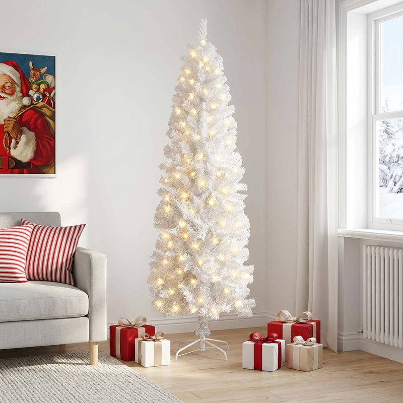 Artificial Slim Christmas Tree 210 cm 300 LEDs Warm White