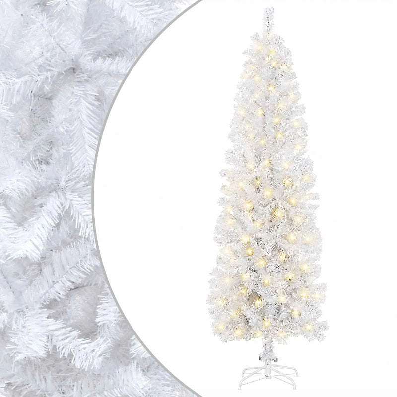 Artificial Slim Christmas Tree 210 cm 300 LEDs Warm White