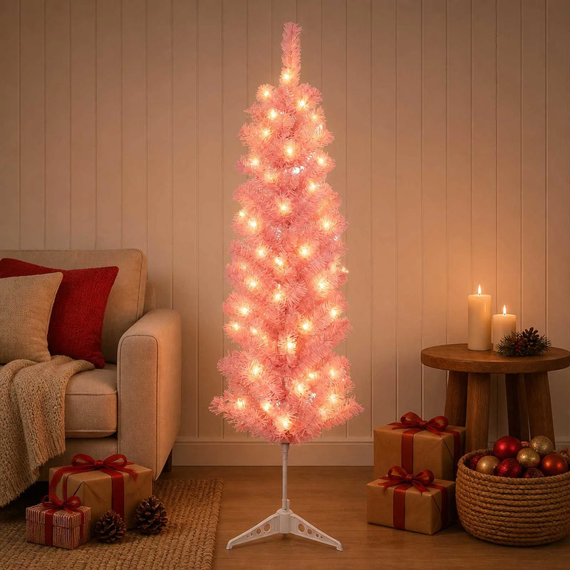 Artificial Slim Christmas Tree 150 cm 150 LEDs Warm White