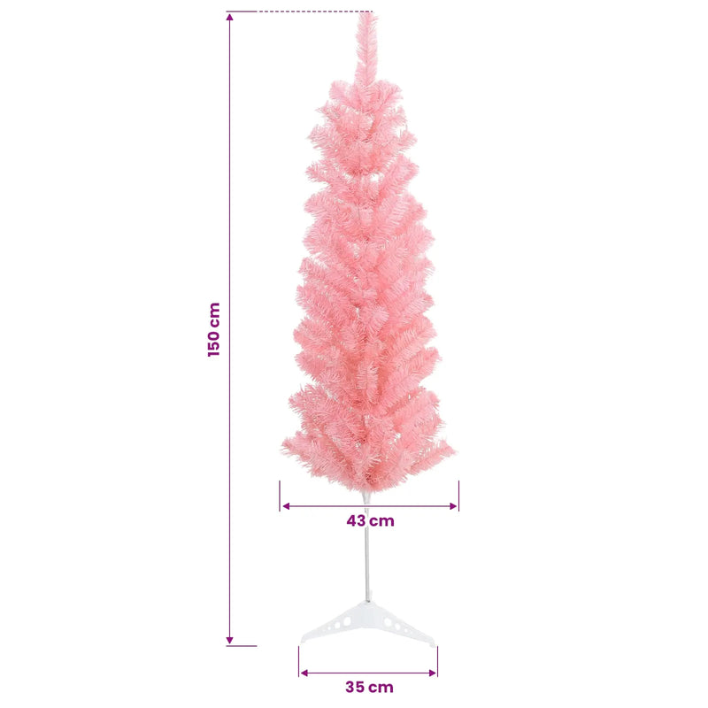 Artificial Slim Christmas Tree 150 cm 150 LEDs Warm White