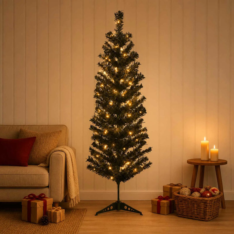 Artificial Slim Christmas Tree 120 cm 150 LEDs Warm White