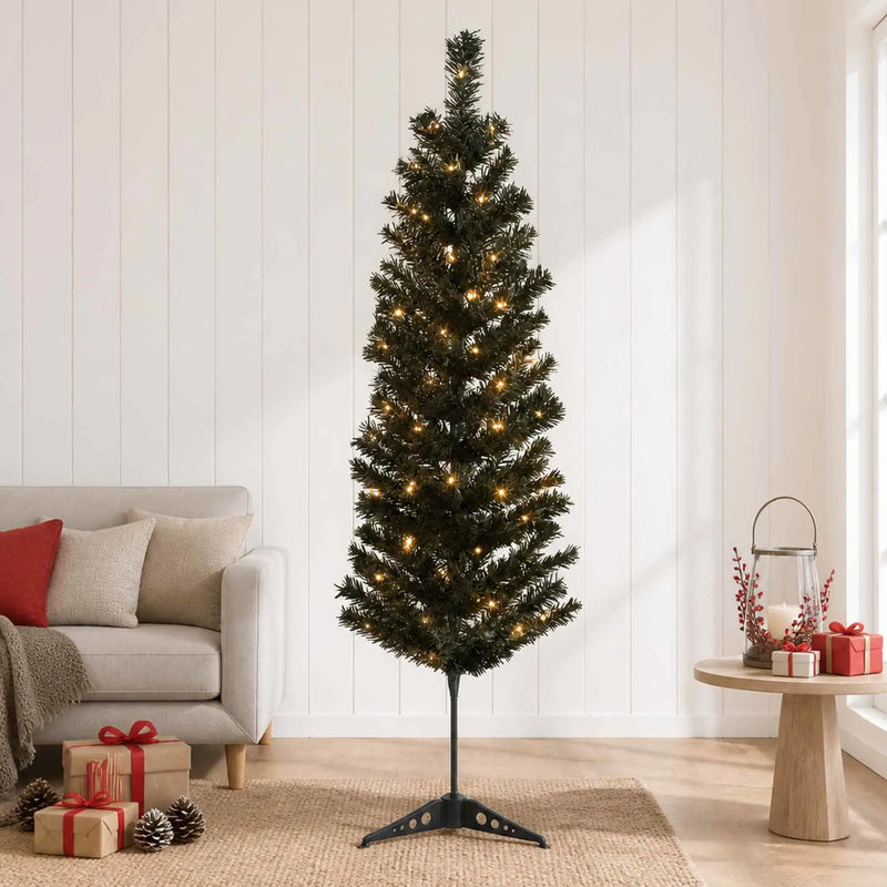 Artificial Slim Christmas Tree 120 cm 150 LEDs Warm White