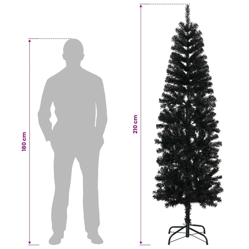 Artificial Slim Christmas Tree 210 cm 300 LEDs Warm White