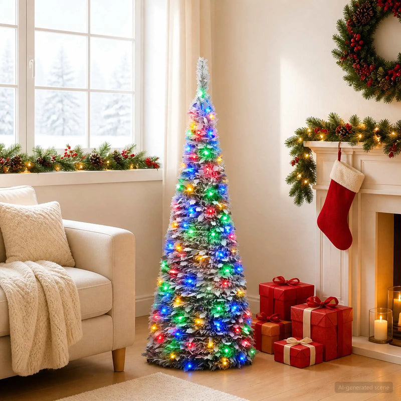 Pop-up LED Christmas Tree 150 cm 100 LEDs PVC Green and white