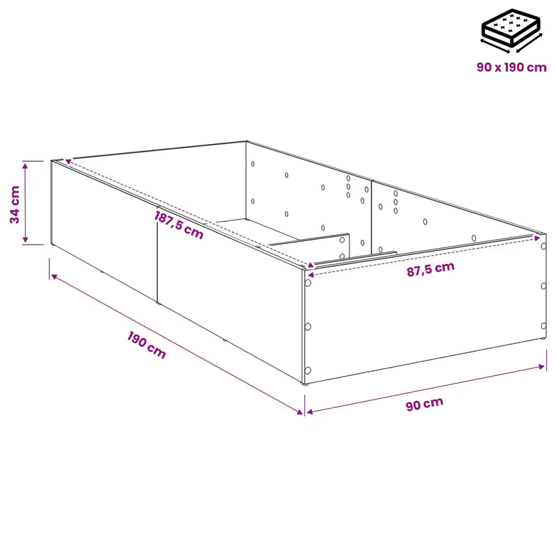 Bed Surround for Adjustable Bed Base White 90 x 190 cm